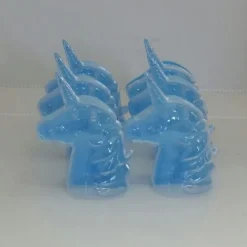 סט כלי פלסטיק בצורת חד קרן - תכלת