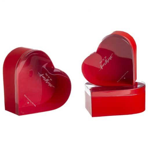 סט 3 קופסאות לב אדום עם מכסה שקוף