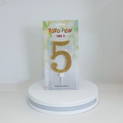 נר יום הולדת זהב גליטר- ספרה 5