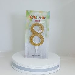 נר יום הולדת זהב גליטר- ספרה 8