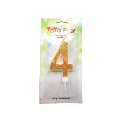 נר יום הולדת זהב גליטר- ספרה 4