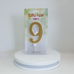 נר יום הולדת זהב גליטר- ספרה 9
