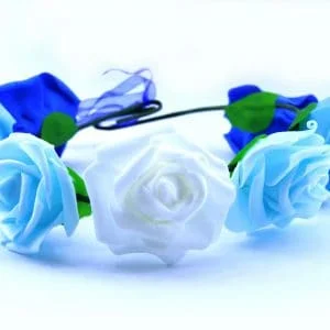 זר פרחים לראש - מיקס כחול