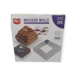 סט 3 רינגים מרובעים להכנת עוגת קומות