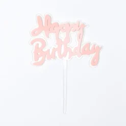 טופר פרספקס Happy Birthday - ורוד