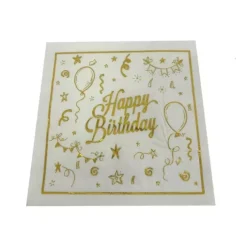 מפיות Happy Birthday - זהב מוטבע