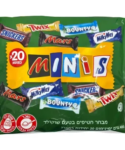 מיקס מיני חטיפי שוקולד במארז 20 יחידות minis