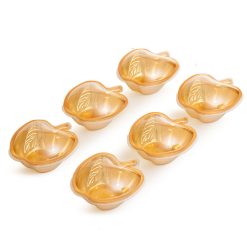 חבילת 6 כלי פלסטיק בצורת תפוח+ מכסה- זהב