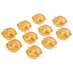 חבילת 10 צלוחיות פלסטיק בצורת תפוח- זהב