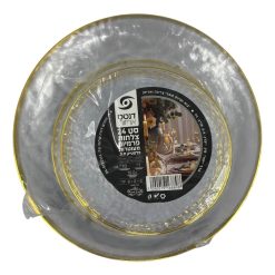 סט 24 צלחות פרמיום מעוטרות מפלסטיק - שקוף