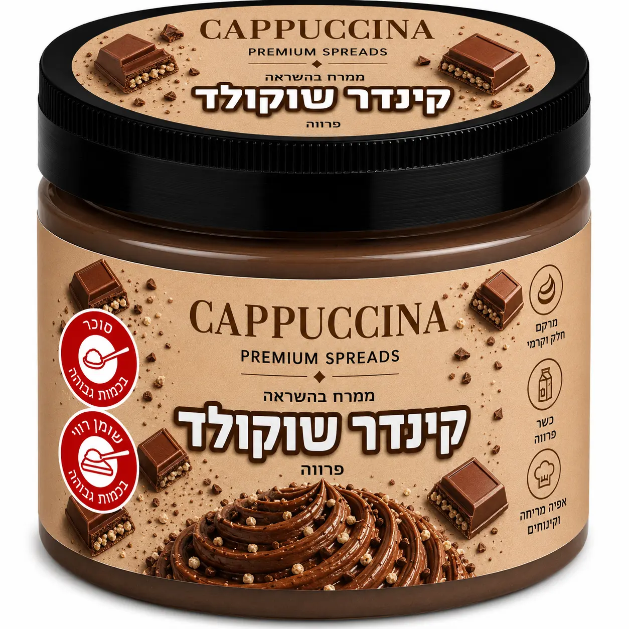 קפוצ'ינה - קרם קינדר שוקולד (פרווה) 500 גרם